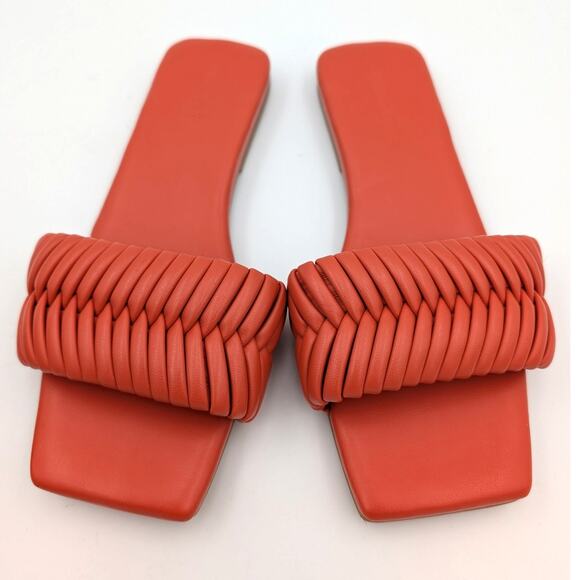 Open Edit Linx Slide Sandal Women's Woven Vamp Strap Orange Size US6M - Picture 3 of 9